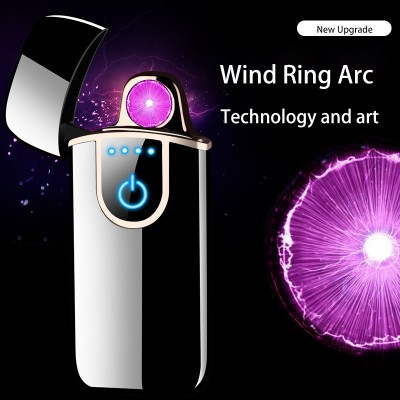 2019 yanzhen 606A magic wind wheel rotating USB charging electronic arc wind proof creative lighter wholesale