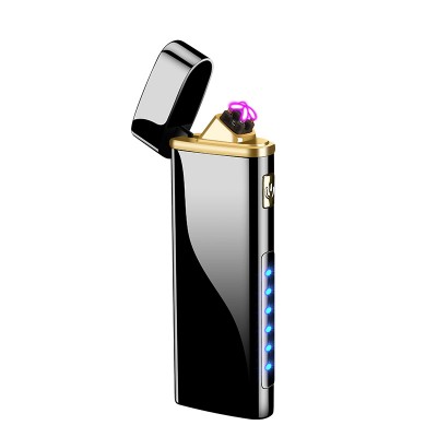 2019 yanzhen 805 wind proof multi-functional LED light with charge display USB double arc lighter wholesale