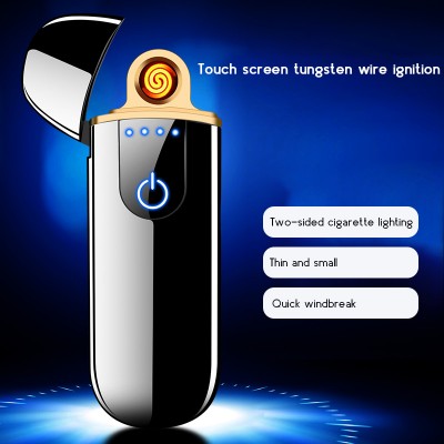 2019 yanzhen creative personality ultra thin 932 wind proof lighter  USB touch sensitive electronic charging lighter wholesale