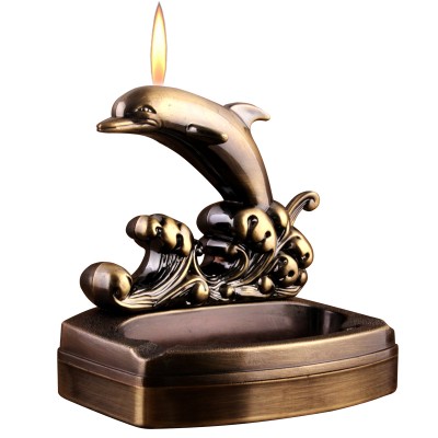 Dh-8855  New kind  Dolphin shaped  cigarette ashtray with  butane gas lighter  wholesale