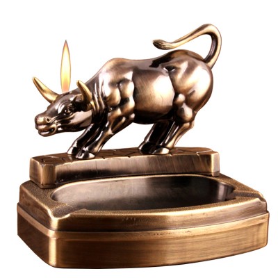 Dh-8868 New kind cattle shaped  cigarette ashtray with  butane gas lighter  wholesale