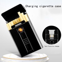 2019 china yanzhen factory new capacity 20pcs cigarette case with usb lighter wholesale logo customized cigarette box 9011