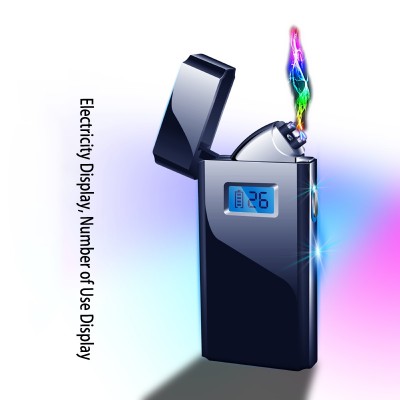 2019 sanqiao  618 Creative Individuality LCD Electricity Cigar Lighting Frequency USB Touch Induction Cigar Double Arc lighter