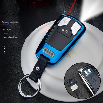 Creative Usb Charge Lighter Electronic Cigarette Lighter Design Car Key Model Windproof Lighter Men Key Chain Smoking Lighter